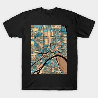 Saint Paul Map Pattern in Mid Century Pastel T-Shirt